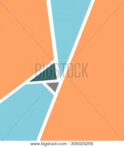 Beautiful Background Of Blue And Orange Colors, Triangles And Lines. Gometric Minimalism, Pastel Col