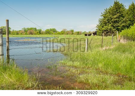 Flooded fields in Nebraska along the Elkhorn River