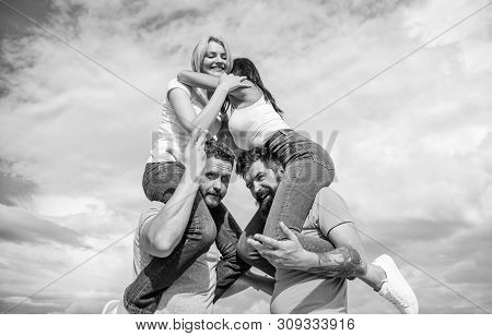Inviting Another Couple To Join. Friendship Of Families. Twice Fun On Double Date. Couples In Love H