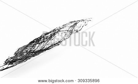 Black Splash Like Petroleum Is Hanging In The Air. 3d Rendering Of Liquid Splash In Cartoon Style. 5
