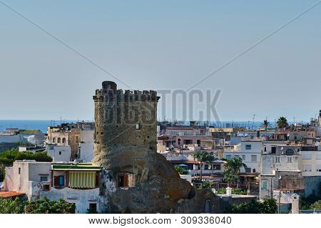Tower Torone And Buildings In Town Forio On Ischia Island In Italy