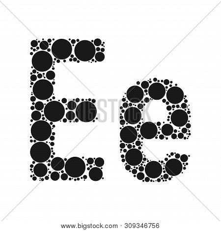 A Letter Of The Alphabet From Black Circles Laid Out By Mozayka. Vector Font Illustration.