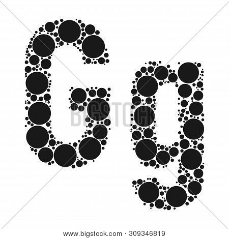 A Letter Of The Alphabet From Black Circles Laid Out By Mozayka. Vector Font Illustration.