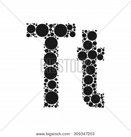 A Letter Of The Alphabet From Black Circles Laid Out By Mozayka. Vector Font Illustration.