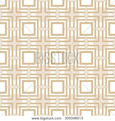Geometric Seamless Pattern. Two Colors Beige And White. Vector Illustration