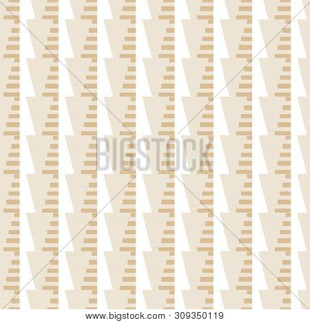 Geometric Seamless Pattern. Two Colors Beige And White. Vector Illustration