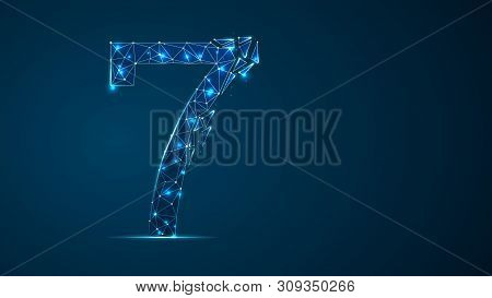 Number Seven 2d Low Poly Abstract Illustration Consisting Of Points, Lines, And Shapes In The Form O
