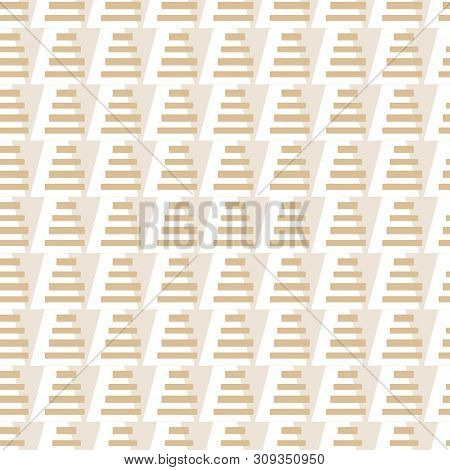 Geometric Seamless Pattern. Two Colors Beige And White. Vector Illustration