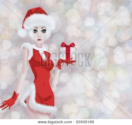 Dívka oblečený jako Santa Claus