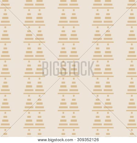 Geometric Seamless Pattern. Two Colors Beige And White. Vector Illustration