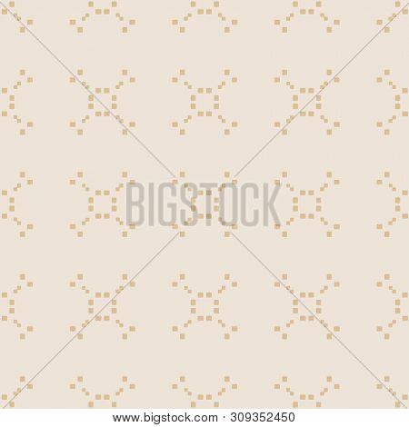 Geometric Seamless Pattern. Two Colors Beige And White. Vector Illustration