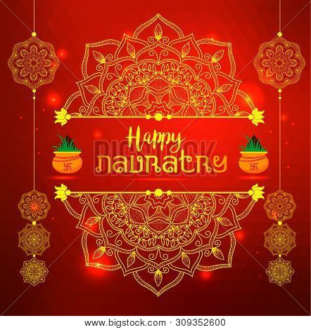 Illustration Of Happy Navratri Celebration Poster Greetings Banner Background.