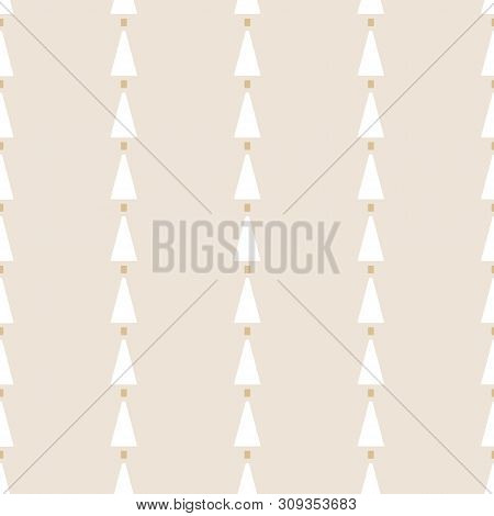 Geometric Seamless Pattern. Two Colors Beige And White. Vector Illustration