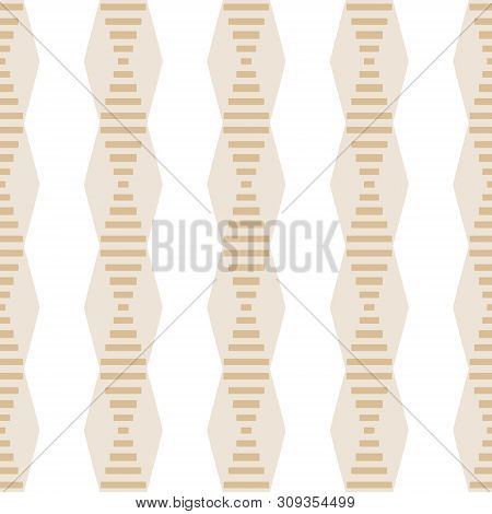 Geometric Seamless Pattern. Two Colors Beige And White. Vector Illustration