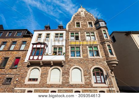 Moselkern, Germany - June 28, 2018: Typical German House In Eltz Castle Style. Burg Eltz Is A Mediev