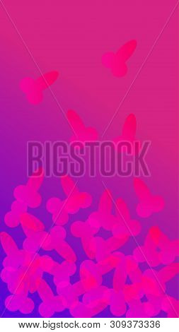 Background For The Phone. Penises On A Pink Background. Gradient. Neon Style.