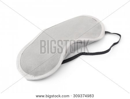 Gray blank  soft sleeping mask isolated on whiye