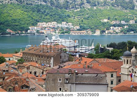 View Of The Cruise Ship At The Pier In The Bay Of Kotor, Montenegro