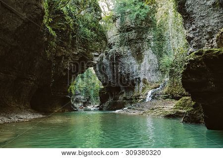 Beautiful Natural Canyon. Martvili Canyon In Georgia
