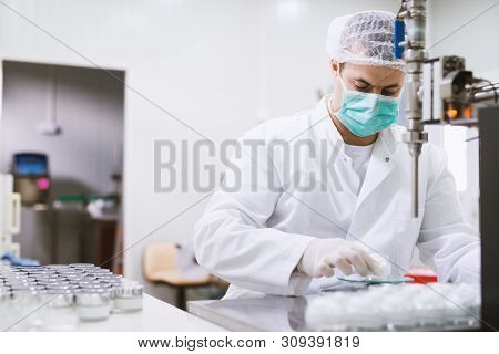 Healthcare Creme Production In Laboratory. Creme Products In Lab. Healthcare Industry.