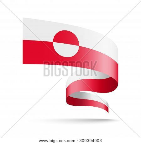 Greenland Flag In The Form Of Wave Ribbon.