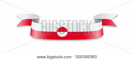 Greenland Flag In The Form Of Wave Ribbon.