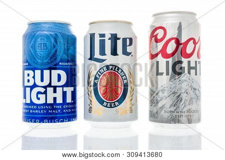 Winneconne, Wi - 10 June 2019 : A Collection Of American Top Light Beers Including Coors Light, Bud 