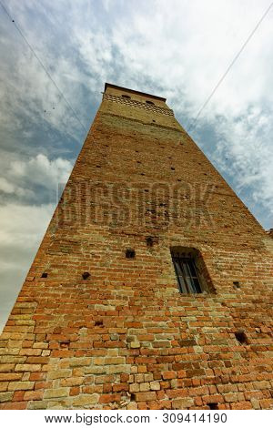 Brick tower of Serralunga d'Alba castle (castello)