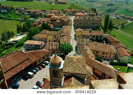 Town of Barbaresco, famous Piedmont winemaking area, Italy. UNESCO heritage site