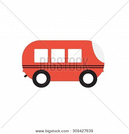 Line Icon With Flat Graphics Element Of Bus Illustration