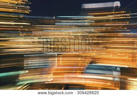 Blurred Abstract Bokeh Background Of City Lights At Night