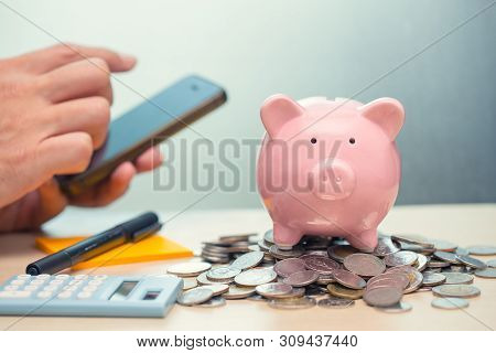 Saving Money With Smartphone Apps For Internet Mobile Banking Concept