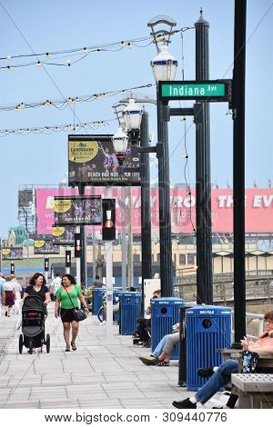 Atlantic City, Nj - May 19: Atlantic City Boardwalk In New Jersey, As Seen On May 19, 2019. Atlantic