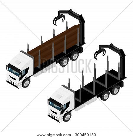 Logging Truck Isometric View Isolated On White Background