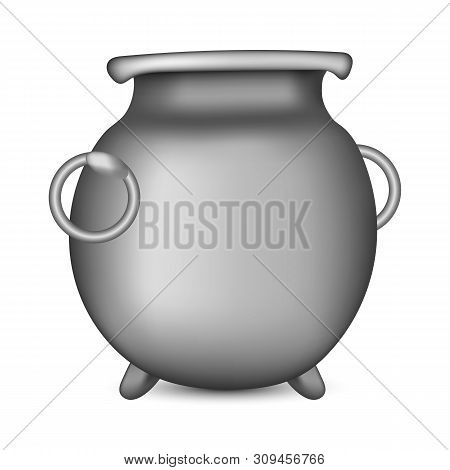 Iron Pot For Patrick Day. Boiler For Witch Potions. Kettle For Cooking Food. Illustration For Any De
