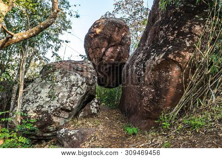 The Iconic View Of The Giant Rock At Phu Taopong, The Unseen Destination Of Dansai District, Loei Pr