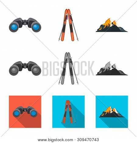 Vector Illustration Of Mountaineering And Peak Icon. Set Of Mountaineering And Camp Stock Vector Ill