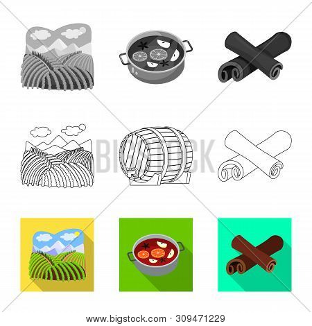 Vector Design Of Farm And Vineyard Icon. Collection Of Farm And Product Stock Vector Illustration.