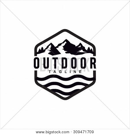 Mountain And Sea For Outdoor Adventure Emblem Logo Design