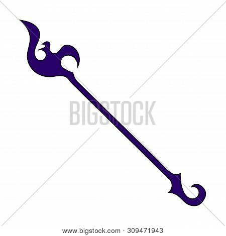 Purple Magic Staff Icon Isolated On White Background. Magic Wand, Scepter, Stick, Rod. Illustration 