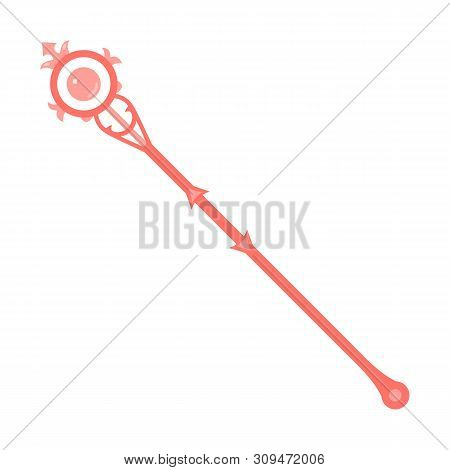 Red Magic Staff Icon Isolated On White Background. Magic Wand, Scepter, Stick, Rod. Illustration For