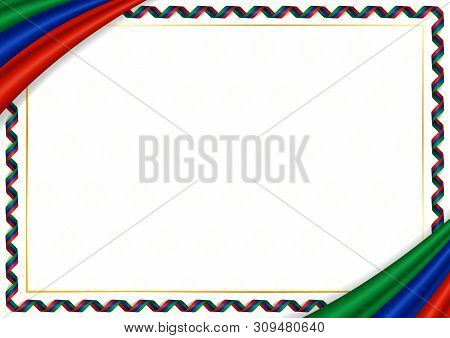 Border Made With Dagestan National Colors. Template Elements For Your Certificate And Diploma. Horiz