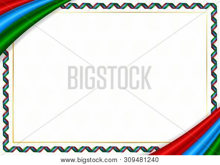 Border Made With Karelia National Colors. Template Elements For Your Certificate And Diploma. Horizo