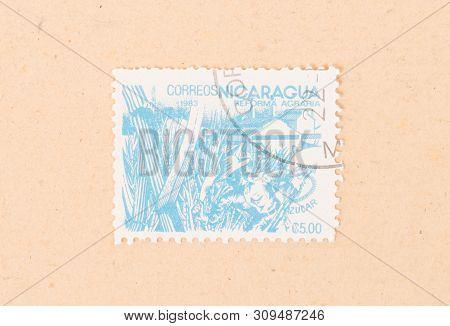 Nicaragua - Circa 1983: A Stamp Printed In Nicaragua Shows Teh Agrarian Reforms, Circa 1983