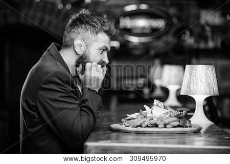 Enjoy Meal. High Calorie Snack. Cheat Meal Concept. Hipster Hungry Eat Pub Fried Food. Manager Forma