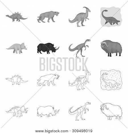 Vector Illustration Of Animal And Character Logo. Set Of Animal And Ancient Vector Icon For Stock.