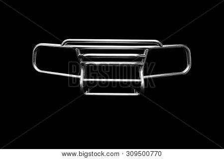 Robust Front Protection Bar On Black Background