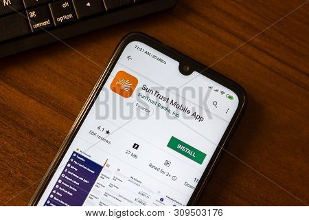Ivanovsk, Russia - June 26, 2019: Suntrust Mobile App On The Display Of Smartphone Or Tablet.