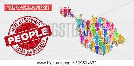 Demographic Heard And Mcdonald Islands Map Illustration. People Colorful Mosaic Heard And Mcdonald I