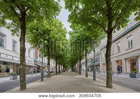 Baden Baden, Germany - April 24, 2019: Beautiful Chestnut Alley Along Sophien Street In Baden Baden,